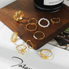 Wholesale Women's Alloy Geometric Style Overlapping Joint Ring With Dripping Glue Treatment