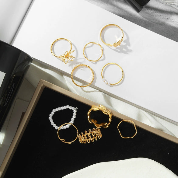 Wholesale Women's Alloy Geometric Style Overlapping Joint Ring With Dripping Glue Treatment