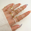 Wholesale Women's Alloy Geometric Style Overlapping Joint Ring With Dripping Glue Treatment
