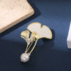 Wholesale Women's Alloy Ginkgo Flower Pearl Brooch With Electroplating Design
