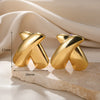 Wholesale Women's Alloy Gold Electroplated Geometric Xshaped Cshaped Earrings