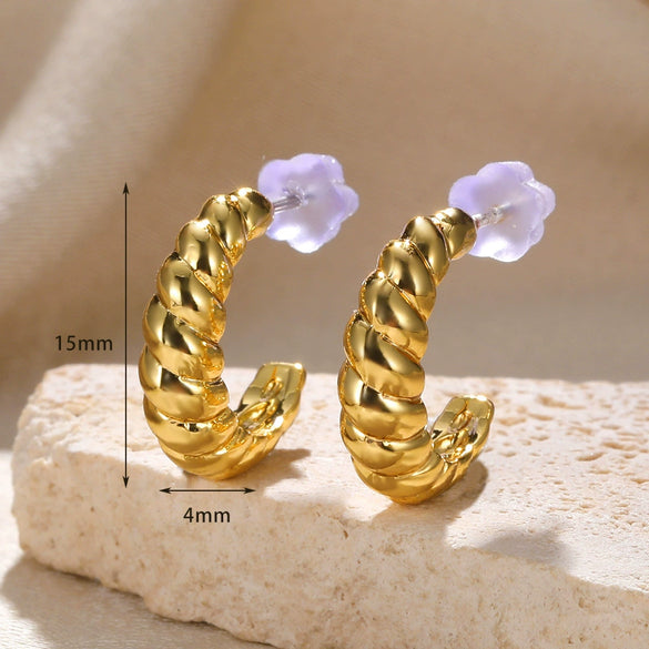 Wholesale Women's Alloy Gold Electroplated Geometric Xshaped Cshaped Earrings