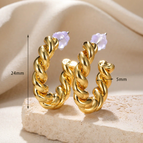 Wholesale Women's Alloy Gold Electroplated Geometric Xshaped Cshaped Earrings