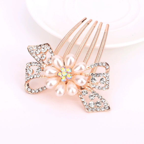 Wholesale Women's Alloy Hair Accessories With Rhinestone Bow Pearl Plaid Animals Zodiac Electroplated Design