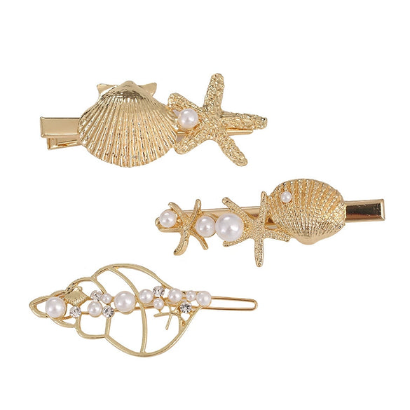 Wholesale Women's Alloy Hair Accessories With Starfish Shell Bear Bow Tie Geometric Patterns And Electroplating