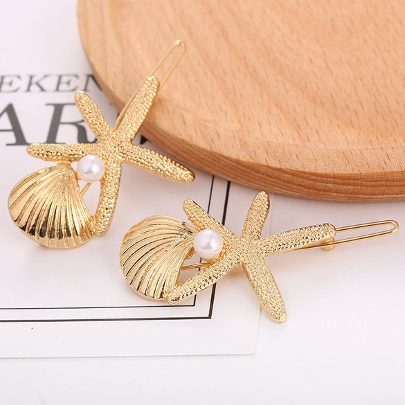 Wholesale Women's Alloy Hair Accessories With Starfish Shell Bear Bow Tie Geometric Patterns And Electroplating
