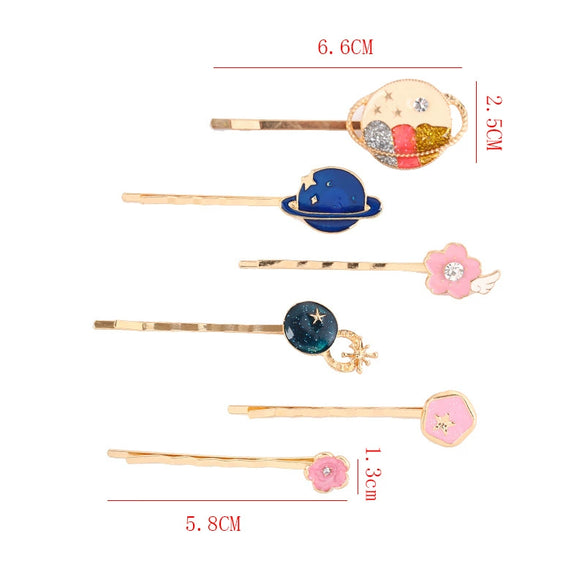 Wholesale Women's Alloy Hair Clip From Flower Starry Sky Series With Electroplating Treatment