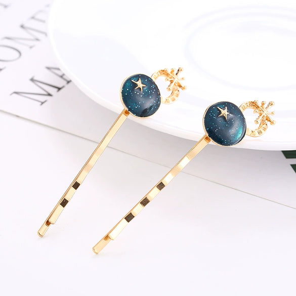 Wholesale Women's Alloy Hair Clip From Flower Starry Sky Series With Electroplating Treatment
