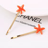 Wholesale Women's Alloy Hair Clip With Starfish Conch Cherry Flower Design Electroplated