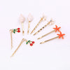 Wholesale Women's Alloy Hair Clip With Starfish Conch Cherry Flower Design Electroplated