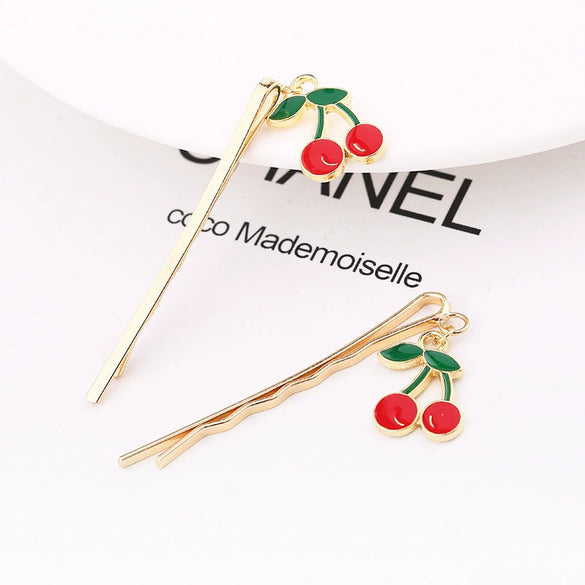 Wholesale Women's Alloy Hair Clip With Starfish Conch Cherry Flower Design Electroplated
