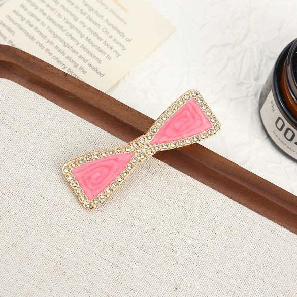 Wholesale Women's Alloy Hairpin Set With Diamonds In Bow Shape Simple And Fashionable