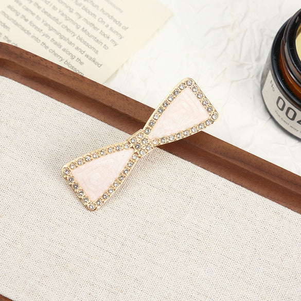 Wholesale Women's Alloy Hairpin Set With Diamonds In Bow Shape Simple And Fashionable