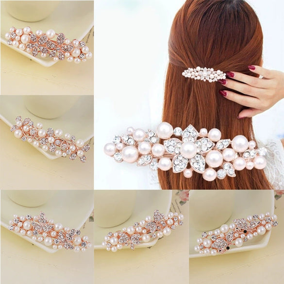 Wholesale Women's Alloy Hairpin With Butterfly Rhinestone And Pearl Design Nickelfree Plating And Diamond Treatment