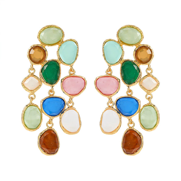 Wholesale Women's Alloy Handmade Geometric Diamond Earrings In Bohemian Retro Style