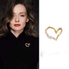 Wholesale Women's Alloy Heart Shape Crystal Antiexposure Brooch With Electroplating Treatment For Clothes Neckline Highend And Niche Jewelry