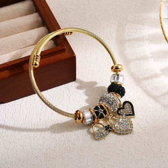 Wholesale Women's Alloy Heart Shape Diamond Bracelet