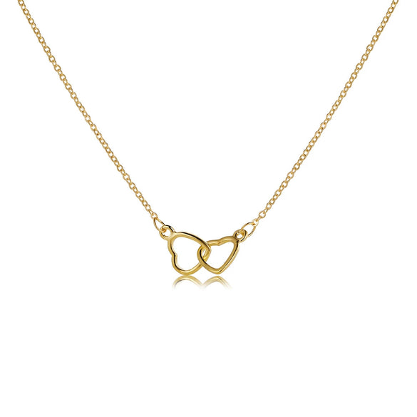 Wholesale Women's Alloy Heart Shape Doublering Necklace With Electroplating And Water Wave Chain Light Luxury Style