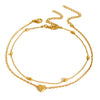 Wholesale Women's Alloy Heartshaped Doublelayer Love Anklet