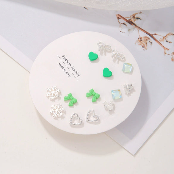 Wholesale Women's Alloy Heartshaped Electroplated Earring Set