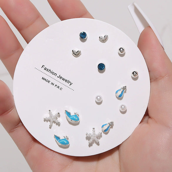 Wholesale Women's Alloy Heartshaped Electroplated Earring Set