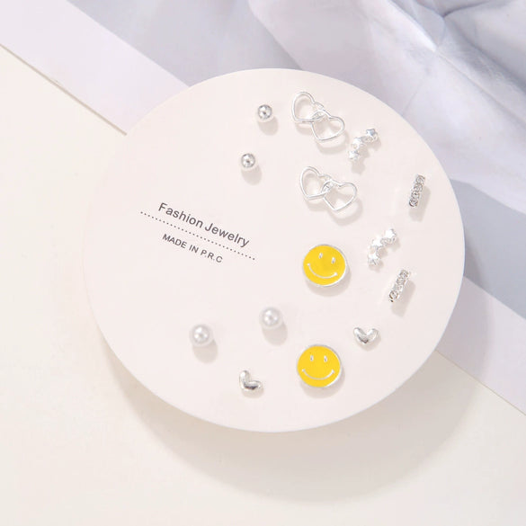 Wholesale Women's Alloy Heartshaped Electroplated Earring Set