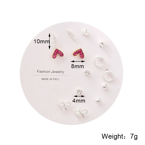 Wholesale Women's Alloy Heartshaped Electroplated Earring Set