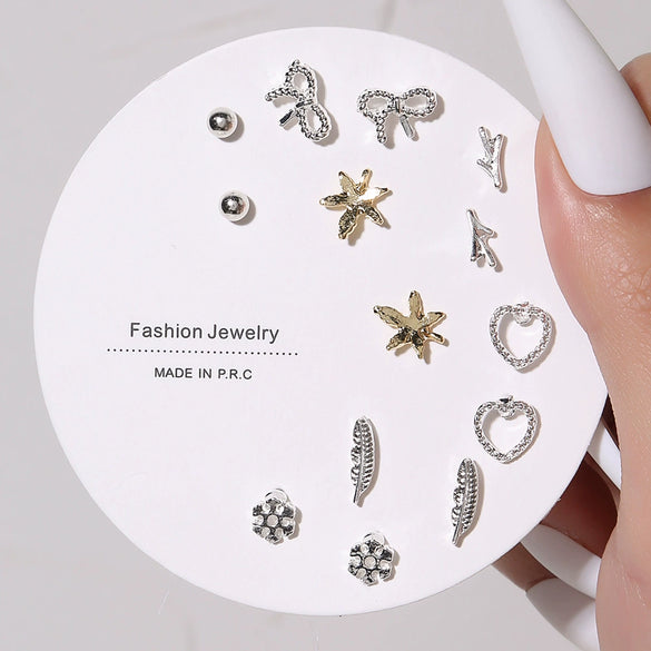 Wholesale Women's Alloy Heartshaped Electroplated Earring Set