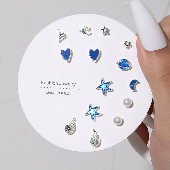 Wholesale Women's Alloy Heartshaped Electroplated Earring Set
