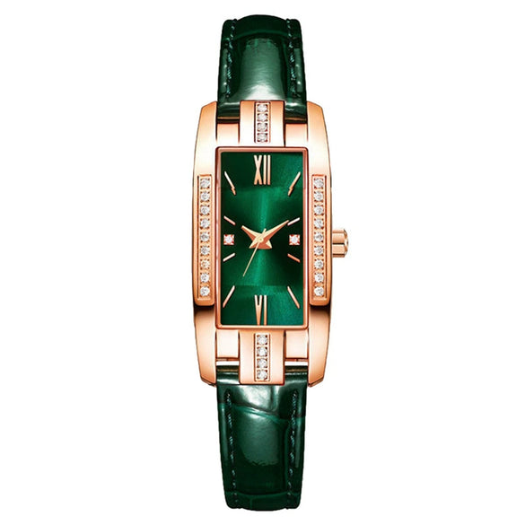 Wholesale Women's Alloy Imitation Leather Square Fashion Vintage Watch With Printed Logo