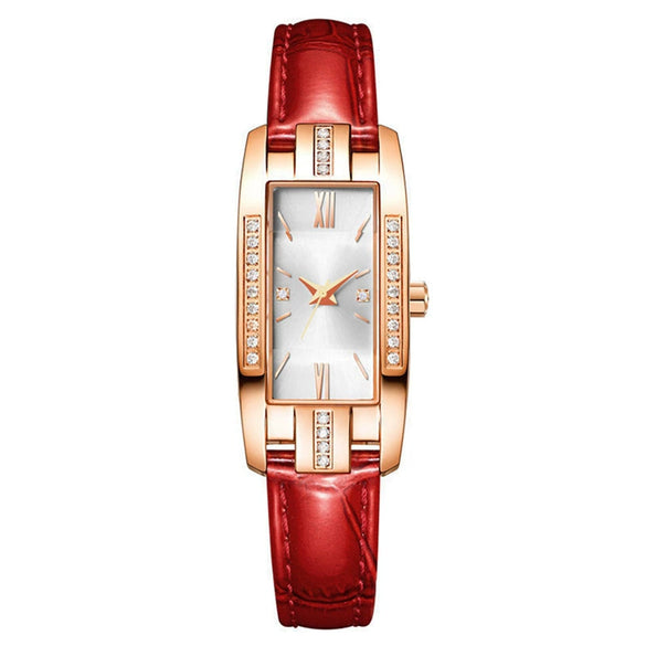 Wholesale Women's Alloy Imitation Leather Square Fashion Vintage Watch With Printed Logo
