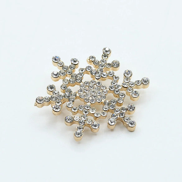 Wholesale Women's Alloy Jewelry Geometric Christmas Snowflake Rhinestone Diamond Brooch Electroplated
