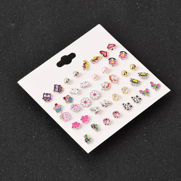 Wholesale Women's Alloy Jewelry Set With Dripping Oil Design And Animal Zodiac Pattern