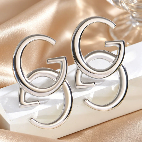 Wholesale Women's Alloy 14K Gold Electroplated Double G Letter Earrings