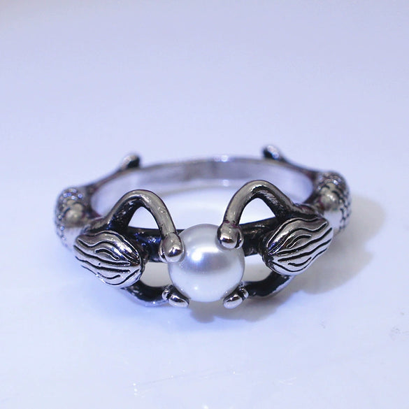 Wholesale Women's Alloy Mermaid Pearl Topaz Ring With Electroplating