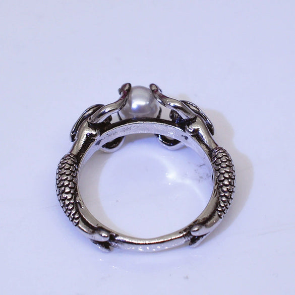 Wholesale Women's Alloy Mermaid Pearl Topaz Ring With Electroplating