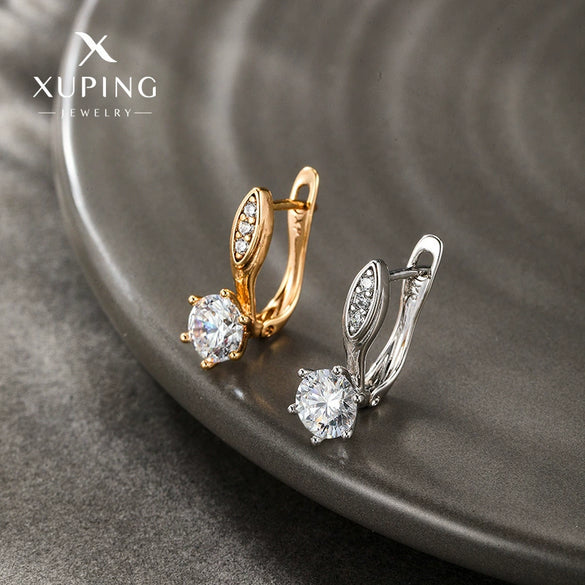 Wholesale Women's Alloy Micropaved Zircon Geometric Earrings With Electroplating Design
