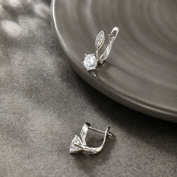 Wholesale Women's Alloy Micropaved Zircon Geometric Earrings With Electroplating Design