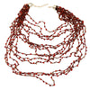 Wholesale Women's Alloy Multi Layer Red Beads Tassel Necklace With Geometric Pattern And Snake Bone Chain