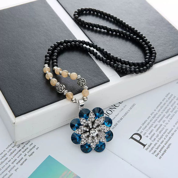 Wholesale Women's Alloy Necklace With Goldplated Artificial Gemstones And Semiprecious Stones Drop Shape Pendant For Autumn And Winter Electroplated Design