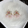 Wholesale Women's Alloy Needle Square Zircon Pearl Tassel Earrings With Real Gold Electroplated And Geometric Style