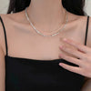 Wholesale Women's Alloy Pearl Geometric Irregular Chain Necklace With Electroplating Treatment