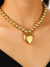 Wholesale Women's Alloy Pearl Necklace With Heart Shape And Electroplating Design
