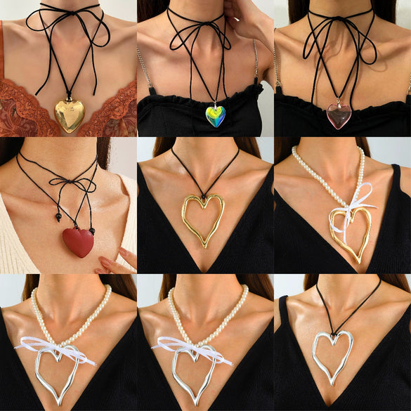 Wholesale Women's Alloy Pearl Necklace With Heart Shape And Electroplating Design