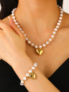 Wholesale Women's Alloy Pearl Necklace With Heart Shape And Electroplating Design