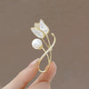 Wholesale Women's Alloy Pearl Tulip Flower Brooch With Electroplating