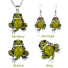 Wholesale Women's Alloy Pet Jewelry With Frog Pattern And Corn Chain Electroplated Earrings And Necklace