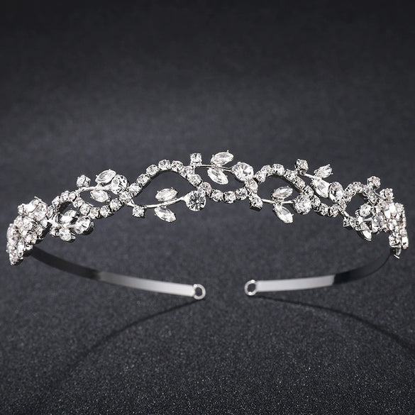 Wholesale Women's Alloy Rhinestone Crown Headband Jewelry For Bridal Birthday Party Wedding Electroplated
