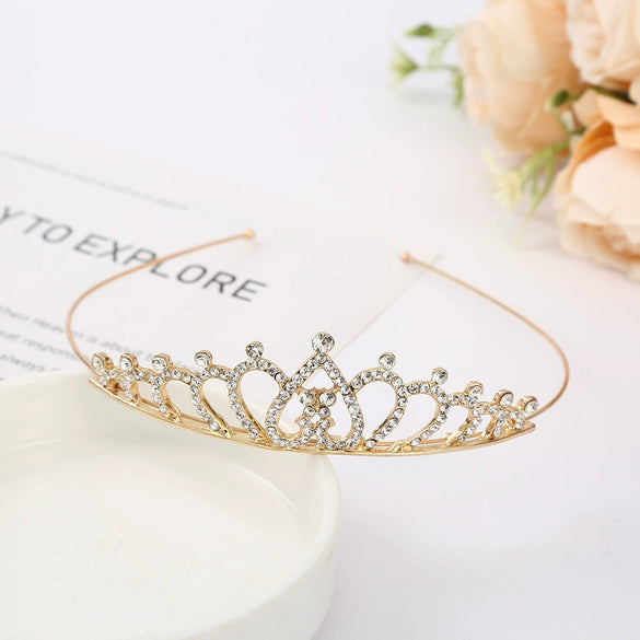 Wholesale Women's Alloy Rhinestone Crown Headwear With Electroplating For Wedding And Cake Decoration
