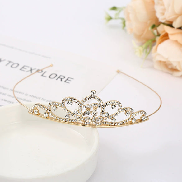 Wholesale Women's Alloy Rhinestone Crown Headwear With Electroplating For Wedding And Cake Decoration